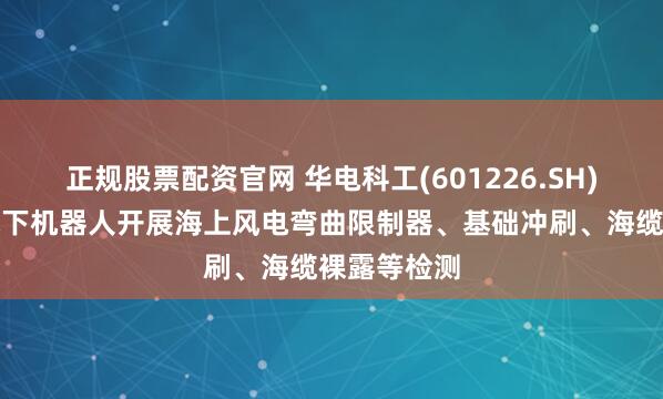 正规股票配资官网 华电科工(601226.SH)：已使用水下机器人开展海上风电弯曲限制器、基础冲刷、海缆裸露等检测