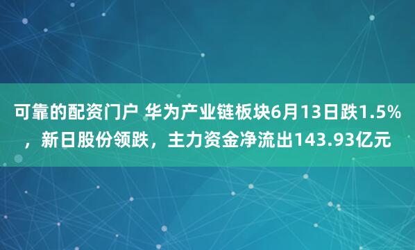 可靠的配资门户 华为产业链板块6月13日跌1.5%，新日股份领跌，主力资金净流出143.93亿元